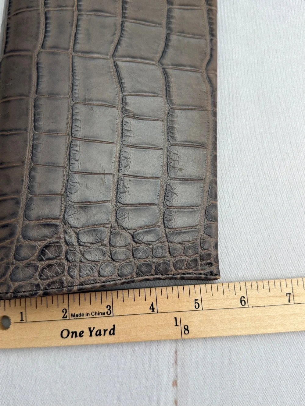 Calvin Klein Croc Embossed Clutch Bag Brown Gray Portfolio Handbag